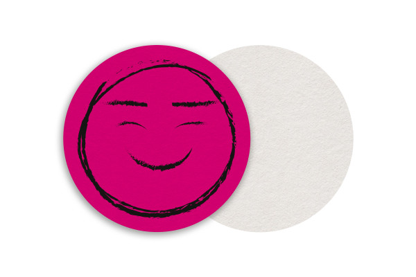 Motiv Untersetzer Smiley magenta Kreis Ø 90 mm