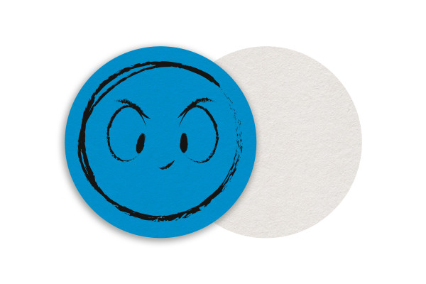 Motiv Untersetzer Smiley cyan Kreis Ø 90 mm