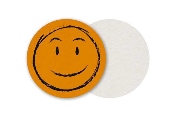 Motiv Untersetzer Smiley orange Kreis Ø 90 mm