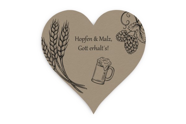 Motiv Bierdeckel Hopfen & Malz braun Herz 120x120 mm